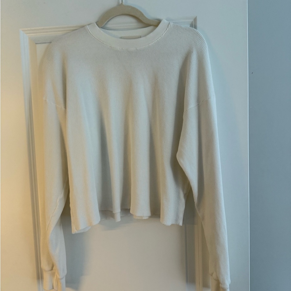 Women's Cream Ribbed Knit Top